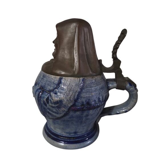 Antique German Character Beer Stein Copper Monk Nun Merkelbach & Wick c.1890s - Picture 2 of 11